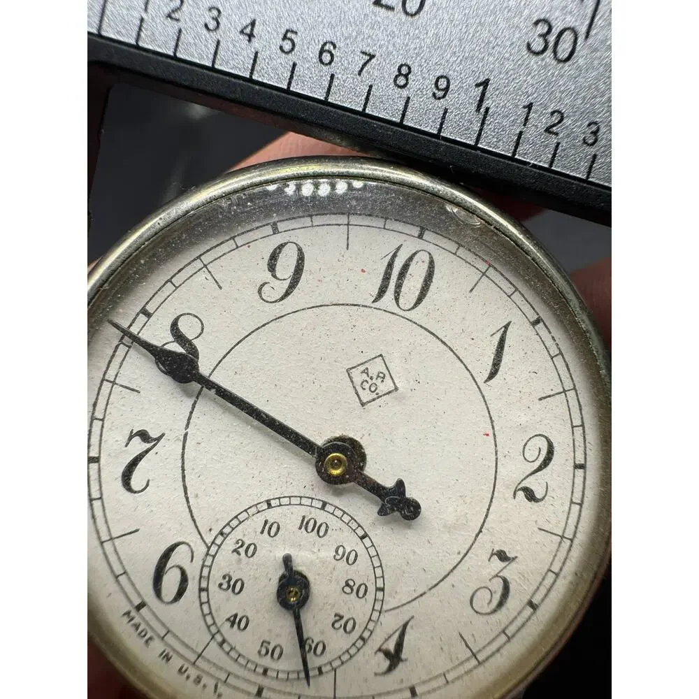 Vintage A.R. Co. Pocket Watch Made in USA Patent Applied For Silver Tone Case